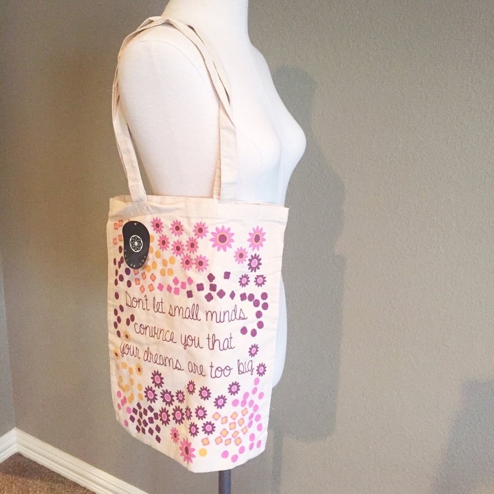 1.  Canvas Tote with Inspirational Saying Graphic
